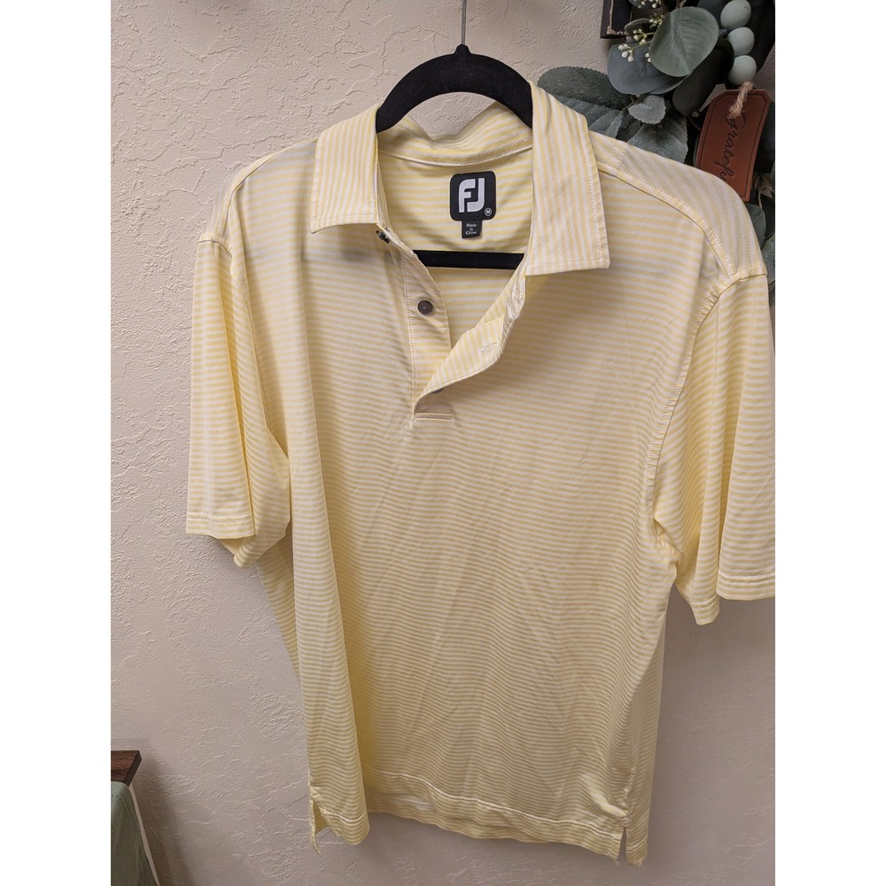 Size medium stripped yellow and white polo mens
